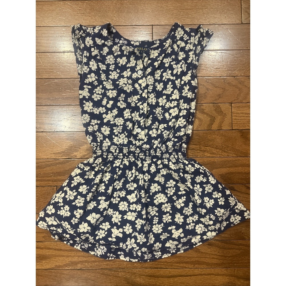 Polo Ralph Lauren Toddler Dress 2T Navy Floral Cotton Short Sleeve